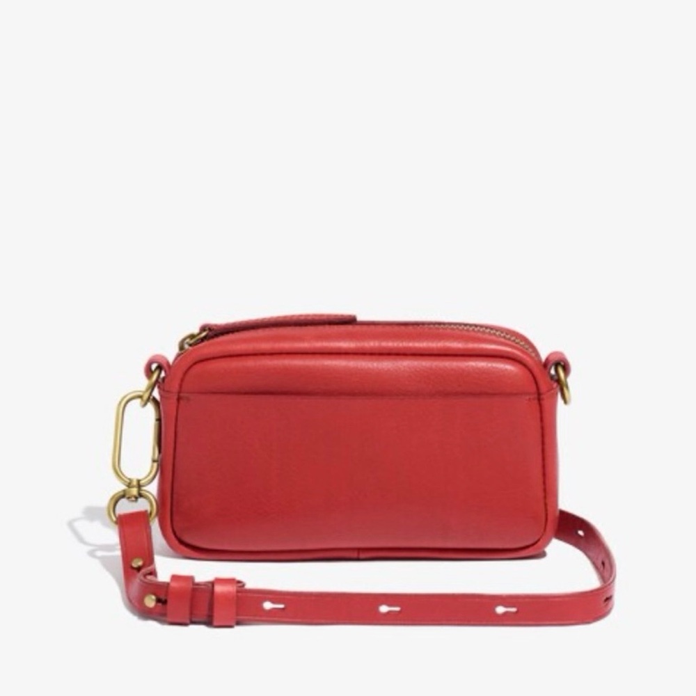 Madewell Red Leather Crossbody Bag with Adjustable Strap